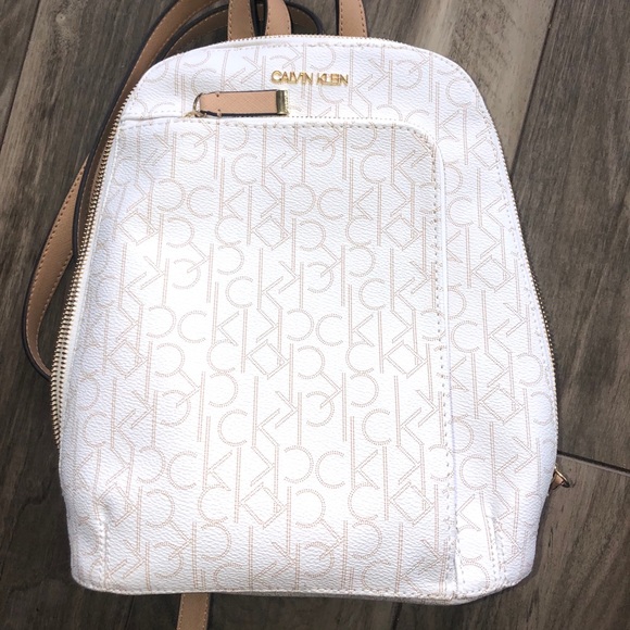 Calvin klein backpack white and gold Clearance